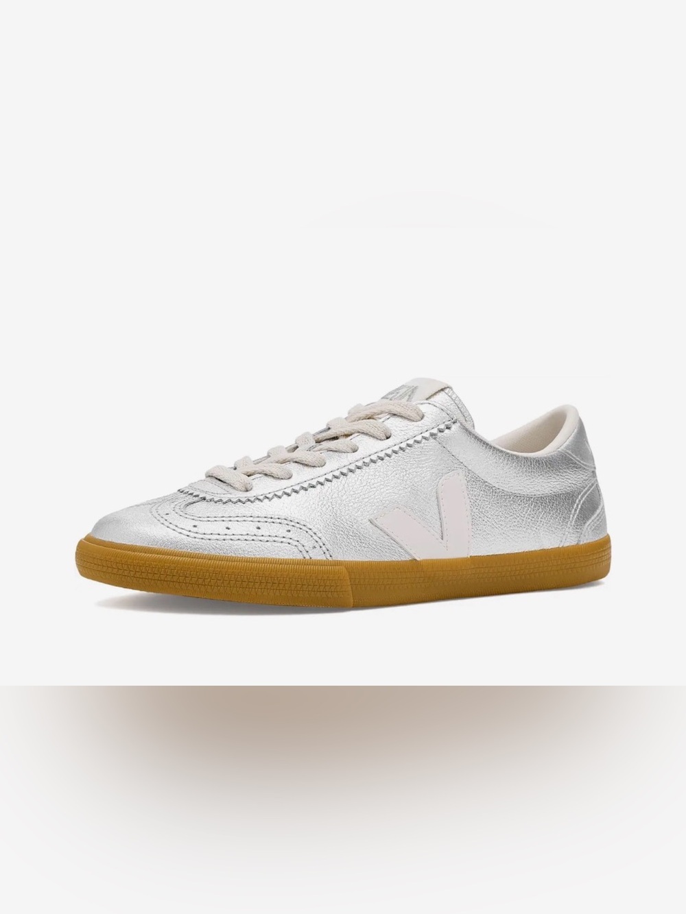 Veja Volley Silver Leather Sneakers size 39 GUC